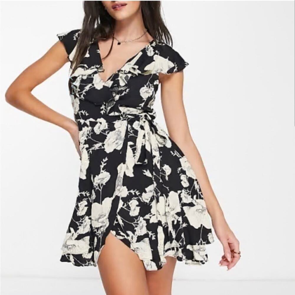 Free People French Quarter Mini Wrap Dress Size S Boho Festival Coquette Fairy